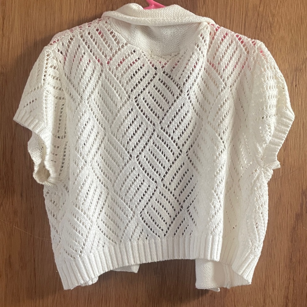 Moral Fiber Cream Open-Front Knit Shrug - Picture 4 of 9